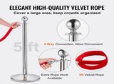 Stanchion Post with Velvet Rope, 4-Pack Crowd Control Stanchion with 2PCS 5FT Red Velvet Ropes, V952-QTGLZYSBXGKTJCGM7V0