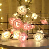 50 Pink n White Rose 3D Fairy Lights 5M LONG String, Battery Indoor & Outdoor Decorations V382-PINKWHITEROSEBATT50