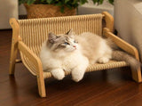 53.5 x 46 x 28 CM Large Cat Scratcher Sofa Bed with Wooden Elevated Base - Soft Sisal Breathable V888-ELOSUNG55081