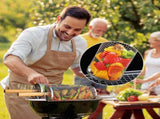 Rolling Grill Basket Set with Removable Wooden Handle 304 Stainless Steel BBQ Rotating Cage for V1107-CS-SKL