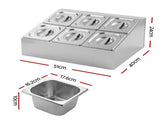 5-Star Chef 6 Pan Food Serving Display Container Stainless Steel Food Container Lids FD-6PAN-SS