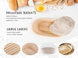 5 Pack Oval Sourdough Proofing Basket Set with Linen Liner, Natural Rattan Bread Fermentation Bowl V1107-CS-HBTLX