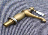 Vintage Antique Brass Faucet with and Porcelain, Long Neck Mixer Tap for Bathroom/Kitchen, Cold and V1366-AZ2-W-09757