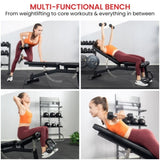 Powertrain Multi Workout Bench with Transport Wheels and Adjustable Backrest WBD-JX-190