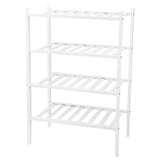 4 Tier Shoe Rack White Stackable Shoes Rack Organizer Multifunctional Bamboo Shoe Rack for Home V1294-YM0521-3117230094411