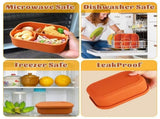 2 Pack Silicone Bento Box, 4-Compartment Bento Lunch Containers Leak-Proof Salad Bento Box for V1192-AZ-W-16002