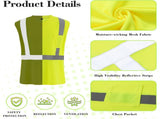 4 Pcs Hi Vis Sleeveless Reflective Shirt for Men Class 2 Construction Work Shirts with Pockets Women V1259-DP01-A-1211