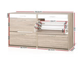 Artiss Shoe Rack Cabinet 36 Pairs Adjustable Shelves Pine Sara FURNI-SHOE-NEW4D-AB