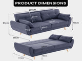 Sarantino 3 Seater Modular Linen Fabric Wood Sofa Bed Couch- Dark Grey SOFA-M1910-LNN-DGY
