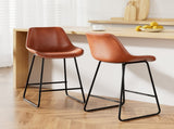 Artiss Bar Stools Kitchen Counter Barstools Leather Metal Chairs Brown x2 BA-TW-8068-BRX2