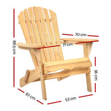 Gardeon Adirondack Outdoor Chairs Wooden Beach Chair Patio Furniture Garden Natural FF-BEACH-CHAIR-NTL