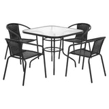 Gardeon Outdoor Dining Set 5 Piece Steel Stackable Chairs Table Patio Furniture FF-DINING-5CLS-SQUARE-AB