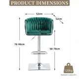 SERENIT Modern Velvet Breakfast Bar Stools Swivel Barstools Adjustable Counter Stools with Backrest V255-SE-SP1782R-GREEN