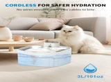 U7 Cat Water Fountain Waterer 3L/101oz, Wireless & USB Rechargeable Pet Water Fountain with 304 V1243-U7PETWATERFOUNTAIN