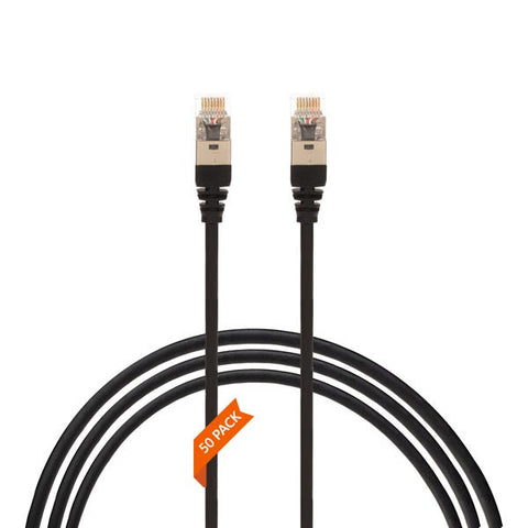 0.5m CAT6A RJ45 S/FTP THIN LSZH 30 AWG Network Cable 50 Pack Black 004.300.2001.50PACK