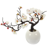 White Fake Bonsai in Ceramic Pot for Indoor Outdoor No Maintenance Decor V1369-AZ3-W-15904