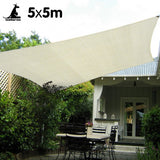 Wallaroo Waterproof 160GSM Outdoor Sun Shade Sail Canopy Cream Square 5 x 5m WPSS-5X5-160