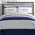 Big Sleep Yours Mine Navy Quilt Cover Set Double V442-HIN-QUILTCS-YOURSMINE-NAVY-DS