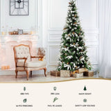 Jingle Jollys Christmas Tree 190cm Pine Cones LED Flocking Xmas Tree 680 Tips XM-TR-SNOW-190-LED