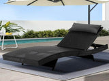 Gardeon Sun Lounge Wicker Lounger Outdoor Furniture Beach Chair Garden Adjustable Black FF-LOUNGE-WA-BK