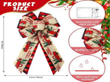 4 Pcs 10 x 18 Inch Christmas Buffalo Plaid LED Wreath Bow, Burlap Red Black Truck Pattern Lighted V1259-DP01-A-4847