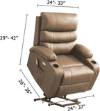 Power Lift Recliner Chair Cover, Stretch Jacquard Fitted Slipcover with Side Pocket, Brown V1188-MS-721-268