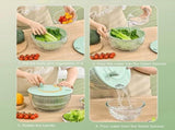 2 in 1 Salad Spinner and Vegetable Chopper 6 Interchangeable Bs 420 Steel BPA Free Bowl V1263-JX-8015