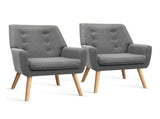 Artiss 2X Armchair Lounge Chair Accent Tub Chair Grey ANNE UPHO-B-ARM04-GYX2