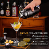 12-Piece Stainless Steel Cocktail Set with Bamboo Stand, Black, for Bar and Home Use, Perfect Gift V1188-MS-325-1515