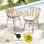 Gardeon 3PC Outdoor Furniture Bistro Set Lounge Setting Table Chairs Cushion Patio Grey ODF-RATTAN-3PCS-OAK