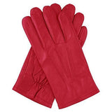 Dents Mens Genuine Full Grain Leather Gloves 3 Point Stitch Fleece Lined Warm Winter in Red - Small V563-DENTS-75-0003-RED-S