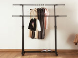 Double-rod Adjustable Clothes Rack with Pulley-Back V1161-972836