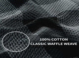 Homaxy 100% Cotton Waffle Weave Check Plaid Kitchen Towels, 13 x 28 Inches, 4-Pack, White & Black V1258-DP02-F-160