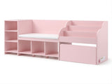 Keezi Kids Storage Unit Bookshelf Toy Box Organiser Bench Seat Cabinet 170cm Pink FURNI-N-BOOK-170-PK-AB