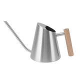 Watering Can with Long Spout Rustproof Stainless Steel Watering Pot with Wooden Handle for Garden V1294-YM0703-3111230098013