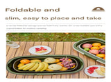 Foldable Picnic Basket with Tray - 16.5L Capacity, White Green, Perfect for Camping and Outdoor V888-ELOSUNG25211