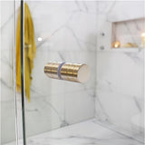 90cm Frameless Diamond Shower Screen Gold U-Brackets with SS Hinges & Round Knob Handle V63-910731