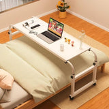 SOGA 120x45cm White Cross Bed Movable Desk Table w/ Adjustable Length & Height SIDETAB30