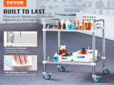 Lab Rolling Cart, 2-Shelf Stainless Steel Rolling Cart, Lab Serving Cart with Swivel Casters, Dental V952-SYSST42014302X42AV0