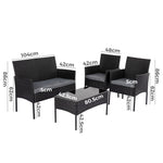 4 Seater Wicker Outdoor Lounge Set - Black V264-OTF-529S-BLK