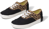 TOMS Womens Casual Canvas Shoes Sneakers Flats Low Cut - Black/Leopard - US Women 7 V563-10015280-LPC_W7