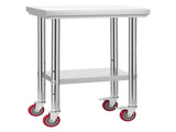 Stainless Steel Table, 61 x 45 cm Food Prep Worktable with Wheels, Kitchen Prep Table with V952-DLGZT2CWDB24K995G001V0