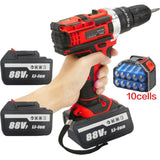 Cordless Drill w/2 Battery Heavy Duty Impact Driver Kit Brushless Hammer Set 88V V201-DRIL0088VF8AU