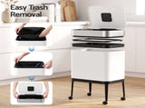 Cefito 40L Press Top Trash Can Kitchen Rubbish Bin Moblie Stainless Steel White RB-B-40L-S18-LEG-WH