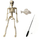 Fisherman Skeleton Halloween Decor, Plastic Skeleton with Fishing Rod and Fish Skeleton, Spooky Yard V1369-AZ3-W-12336