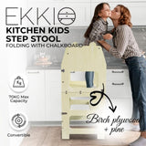 EKKIO Folding Kitchen Kids Step Stool with Chalkboard - Bear Ear design V227-3720871017140