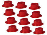 12x GLITTER TOP HAT Fancy Party Plastic Costume Tall Cap Fun Dress Up BULK - Red V563-12GLTRTOPHAT-RED