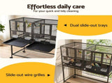 i.Pet 106cm 2-in-1 Bird Cage Aviary with Divider Parrot Budgie Wheels Black PET-BIRDCAGE-H106-BK