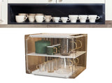 Cup Storage Rack Dustproof Stackable Plastic Clear Cup Organizer Box for Cabinet Desktop Medium V1294-YM0901-3117230285712