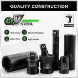 SWANLAKE 50-Pieces 3/8" Impact Socket Wrench Set SAE Metric Extension Bar Adaptor Cr-V V465-66108
